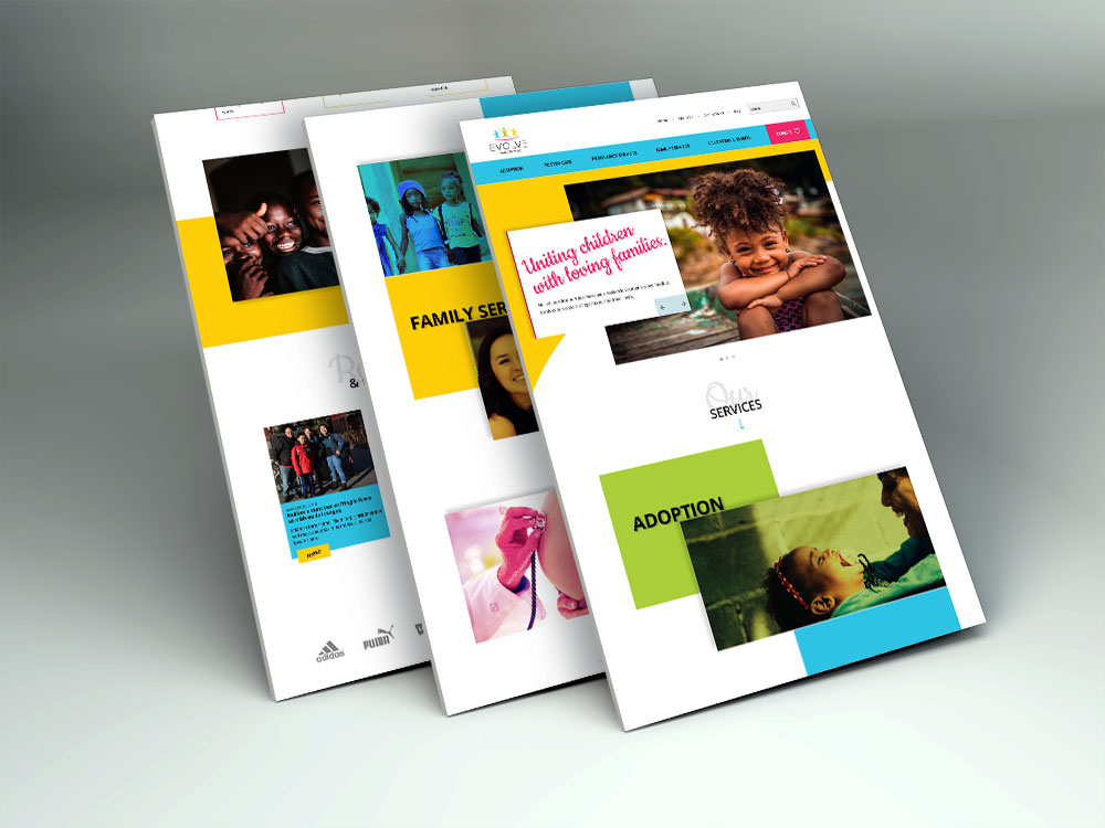 home page design for Evolve Family Services